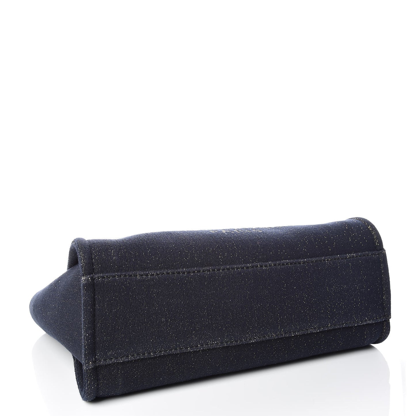 Lurex Canvas Small Deauville Tote Navy Blue Gold