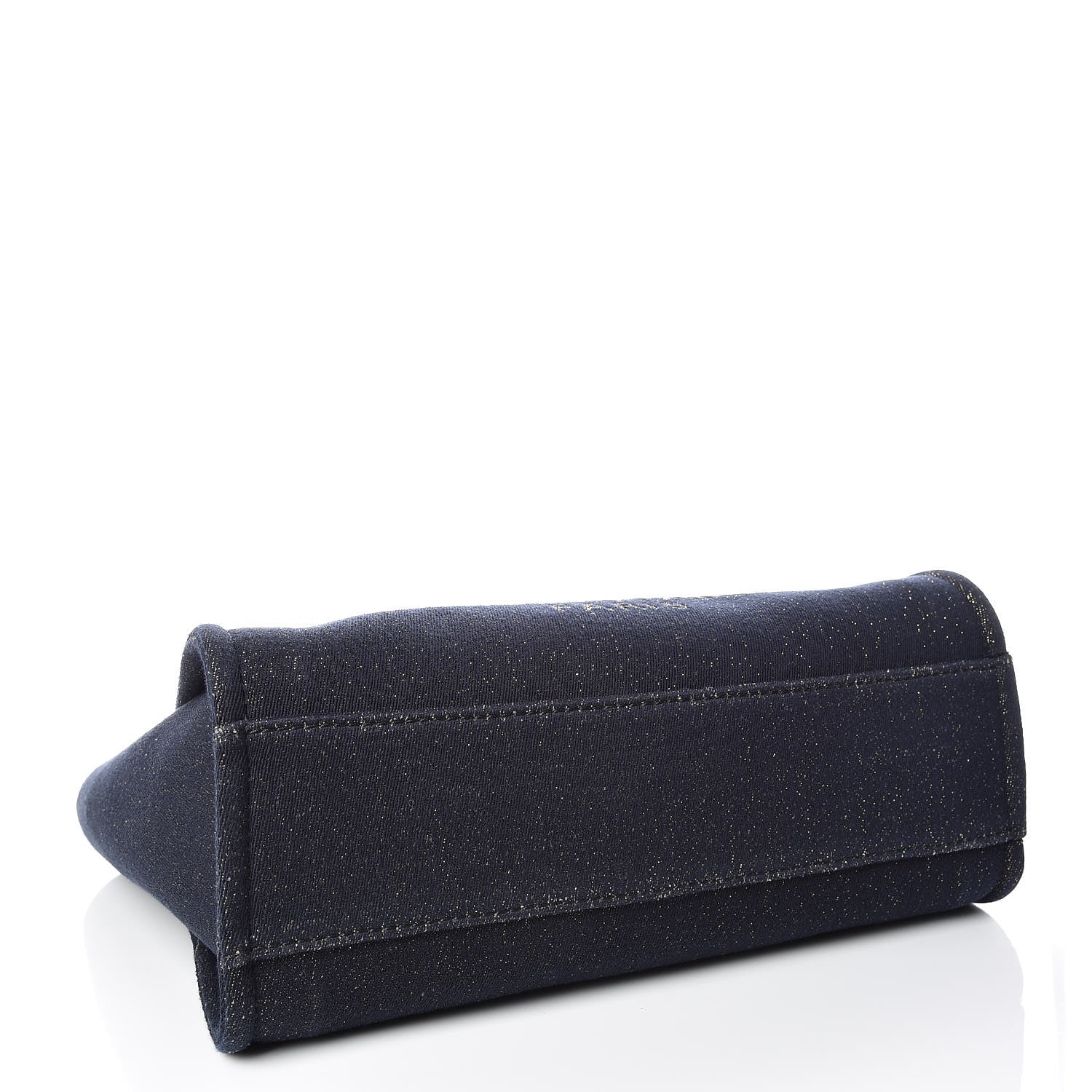 Chanel Lurex Canvas Small Deauville Tote Navy Blue Gold 4 of 10