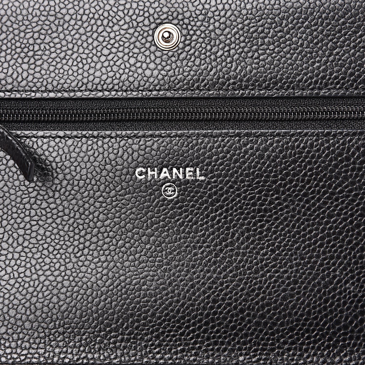 Chanel Caviar Patent CC Wallet On Chain WOC Black 6 of 14