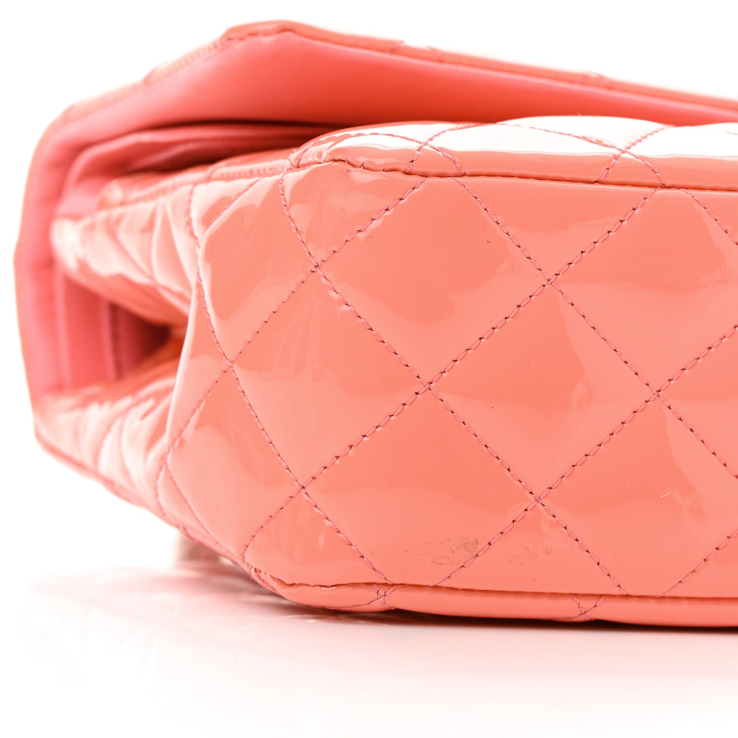 Patent Quilted Medium Double Flap Coral