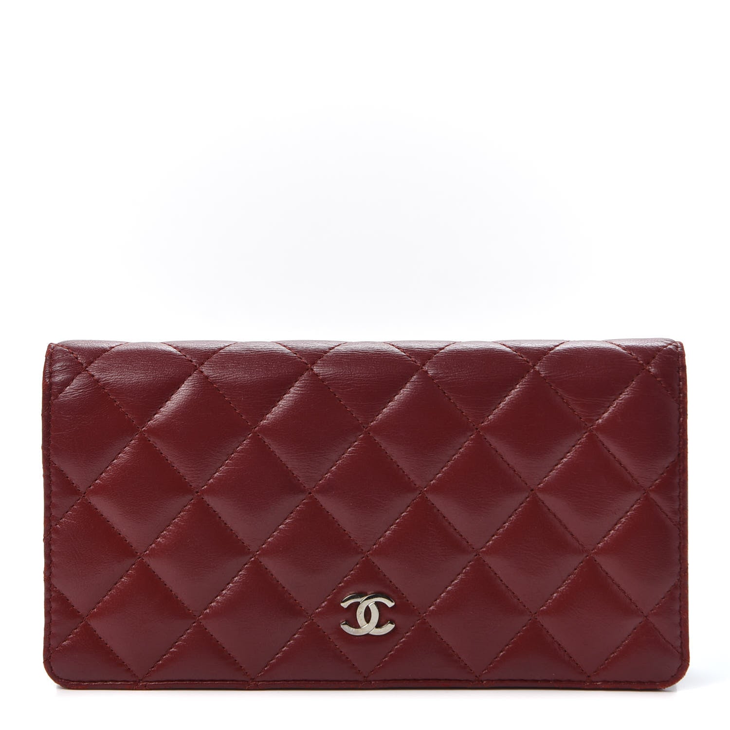 Chanel Lambskin Quilted Yen Wallet Red 1 of 11