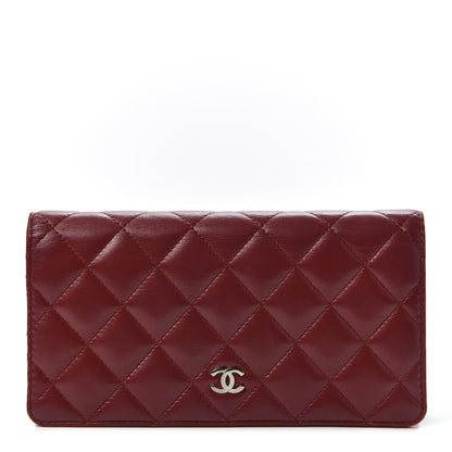 Chanel Lambskin Quilted Yen Wallet Red 1 of 11