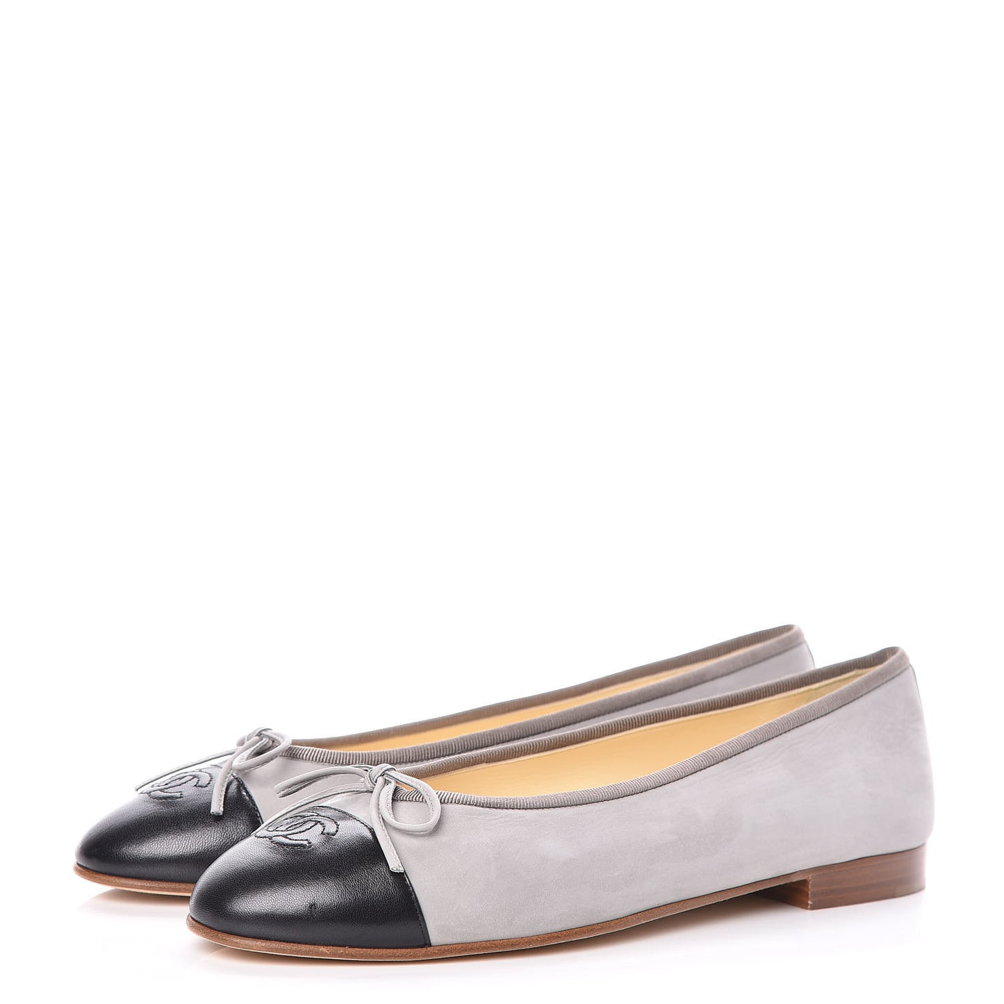 Suede Cap Toe Ballerina Flats 39.5 Grey Black