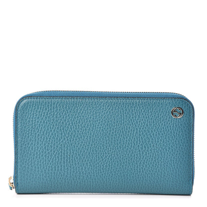 Gucci Dollar Calfskin GG Zip Around Wallet Deep Cobalt 1 of 8