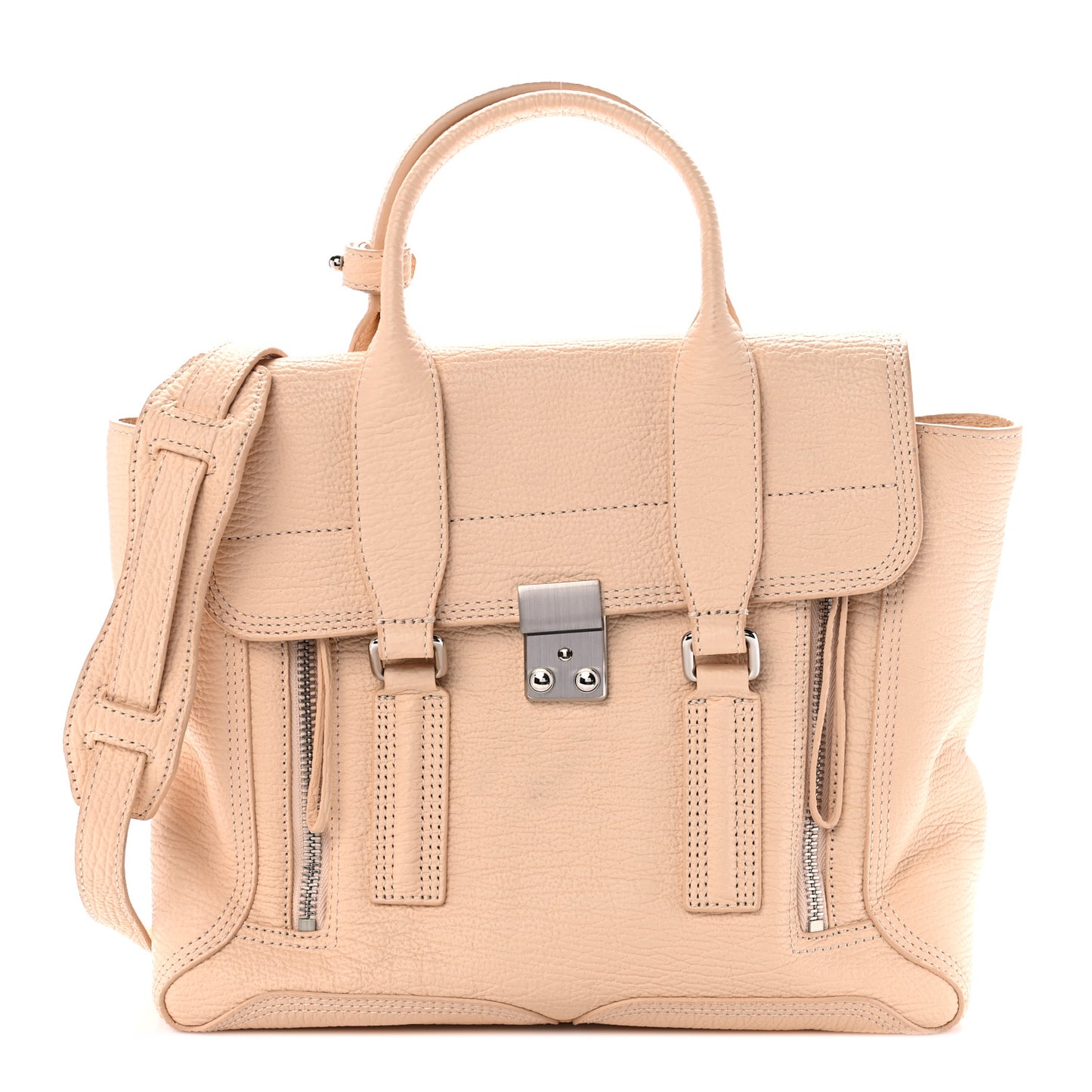 Textured Calfskin Medium Pashli Satchel Peach