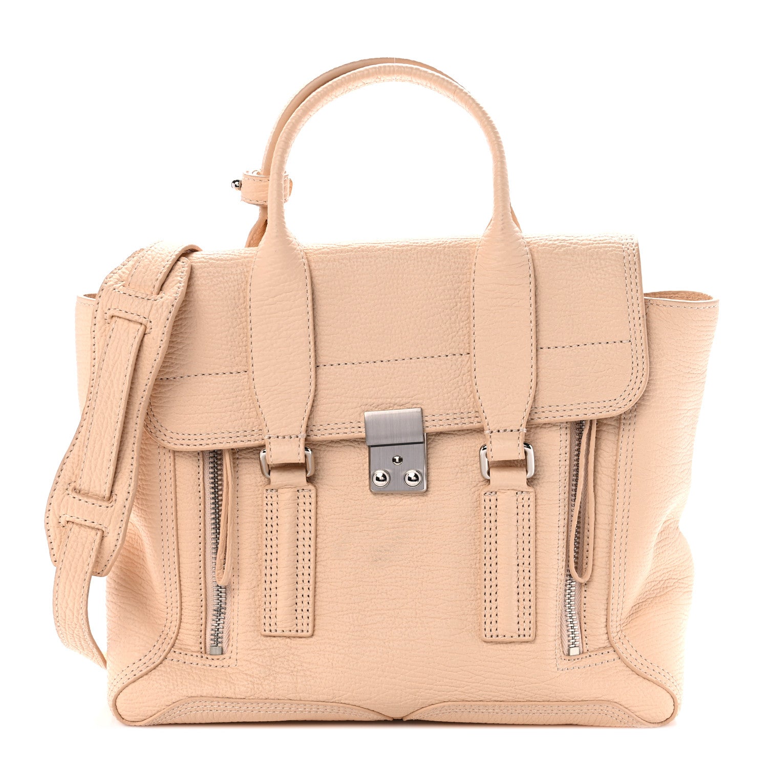 3.1 Phillip Lim Textured Calfskin Medium Pashli Satchel Peach 1 of 10