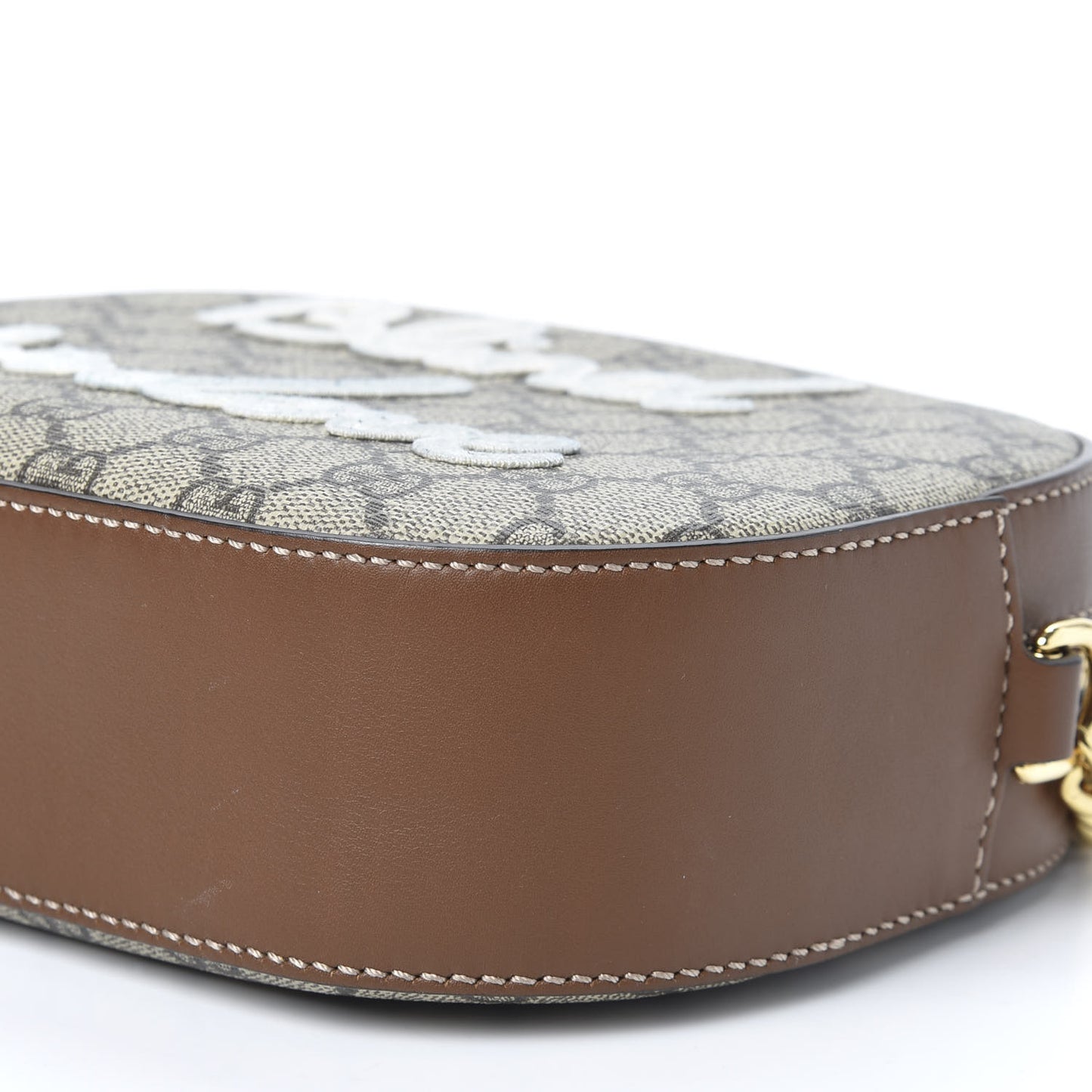 GG Supreme Monogram Blind For Love Embroidered Mini Chain Shoulder Bag Beige Tuscany