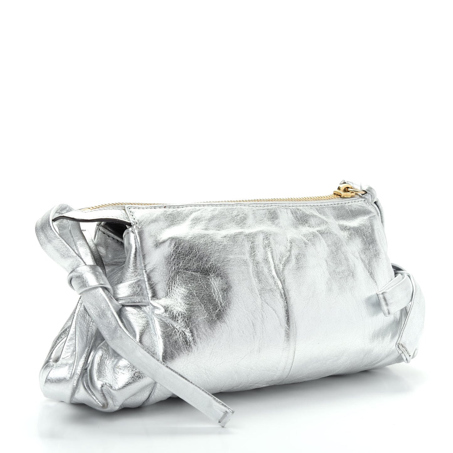 Metallic Calfskin Hysteria Clutch Silver