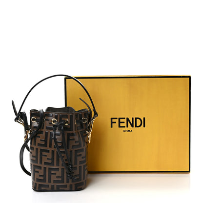 Fendi Vitello Liberty F is Fendi Bi-Color FF 1974 Embossed Mini Mon Tresor Bucket Bag Maya Black 10 of 10