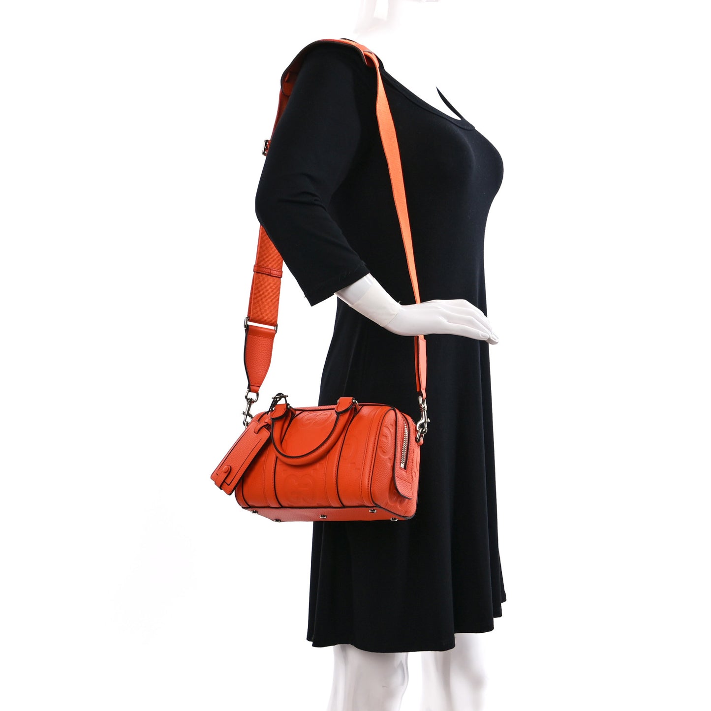 Piuma Calfskin Jumbo GG Embossed Mini Duffle Bag Good Orange