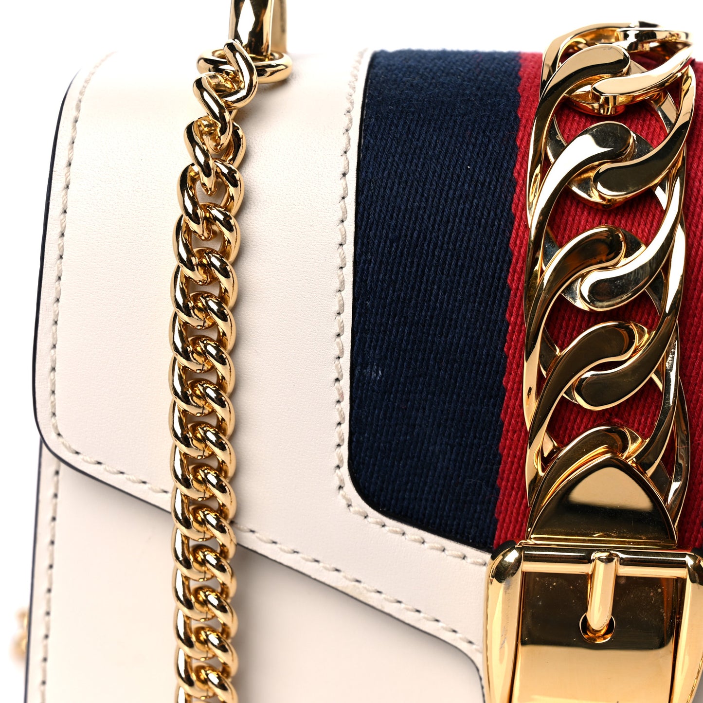 Calfskin Mini Sylvie Chain Shoulder Bag White