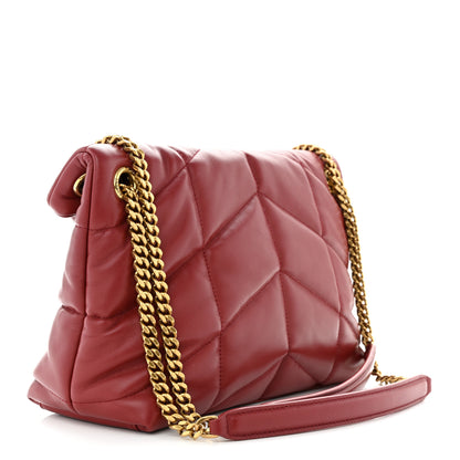 Saint Laurent Lambskin Quilted Small Loulou Puffer Monogram Chain Satchel Red 3 of 10