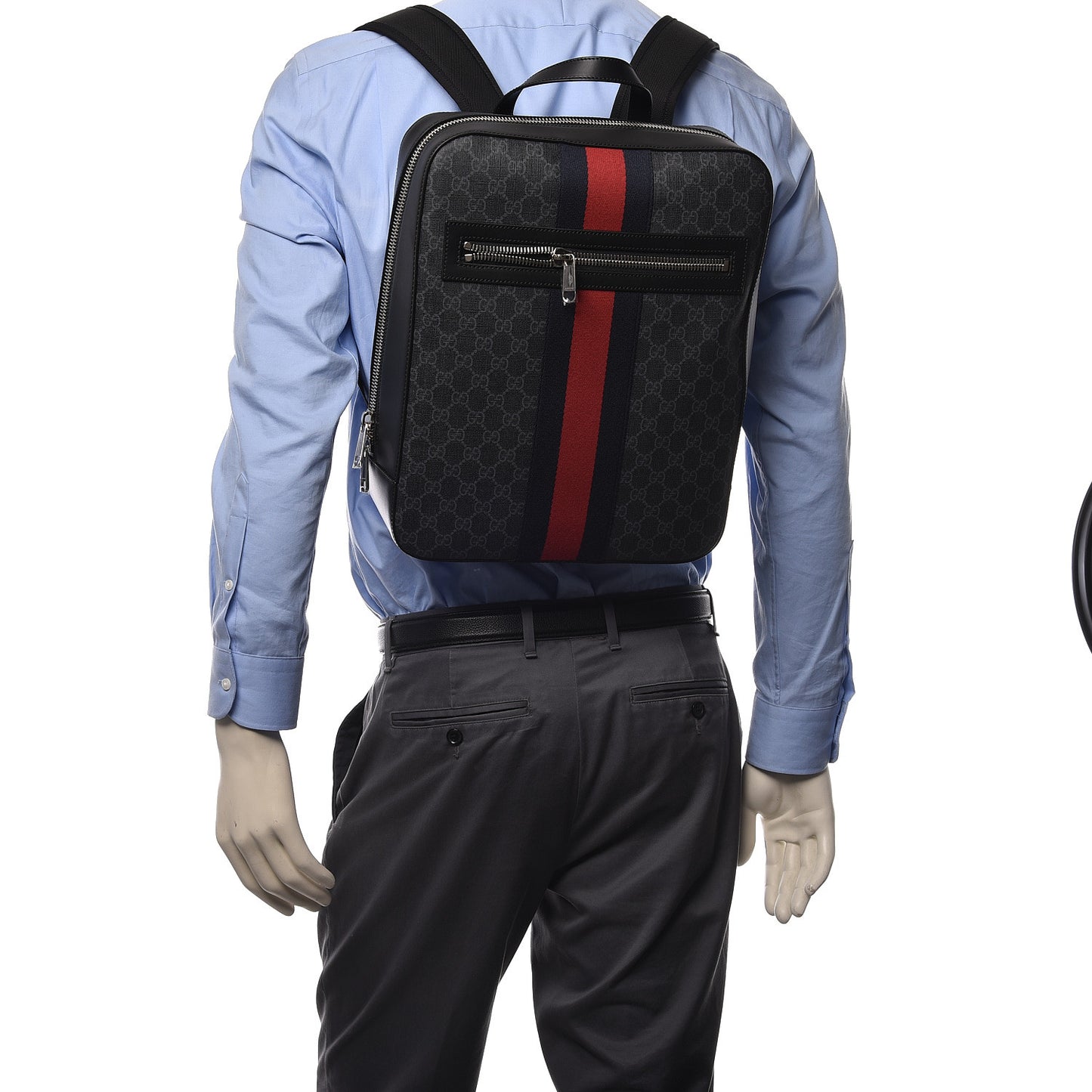 GG Supreme Monogram Web Tote Backpack Black Grey