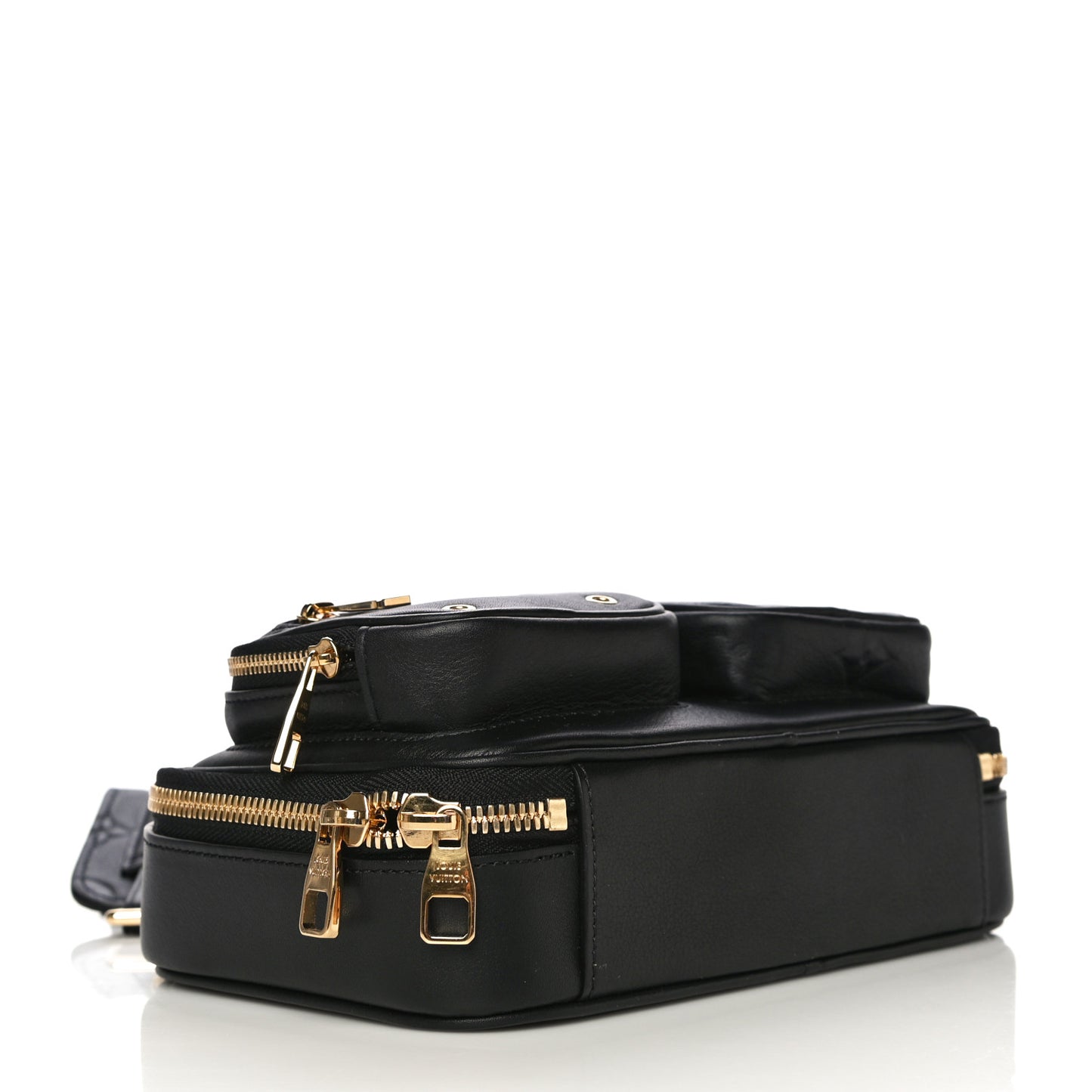 Calfskin Monogram Embossed Utility Crossbody Black