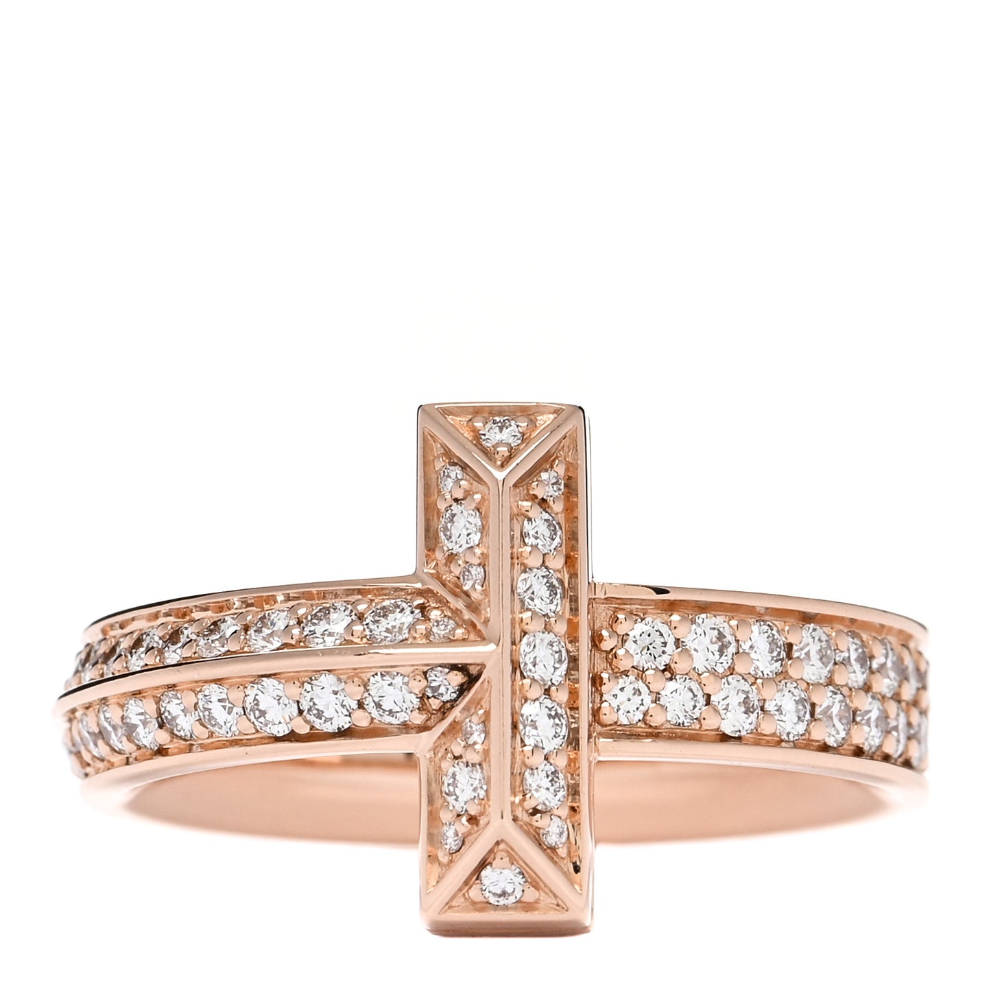 18K Rose Gold Diamond Wide T T1 Ring 54 7