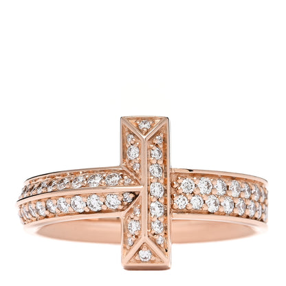 Tiffany 18K Rose Gold Diamond Wide T T1 Ring 54 7 1 of 3