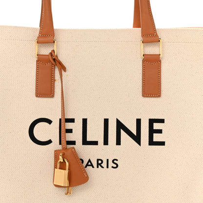 Celine Canvas Calfskin Horizontal Cabas Natural Tan 10 of 14