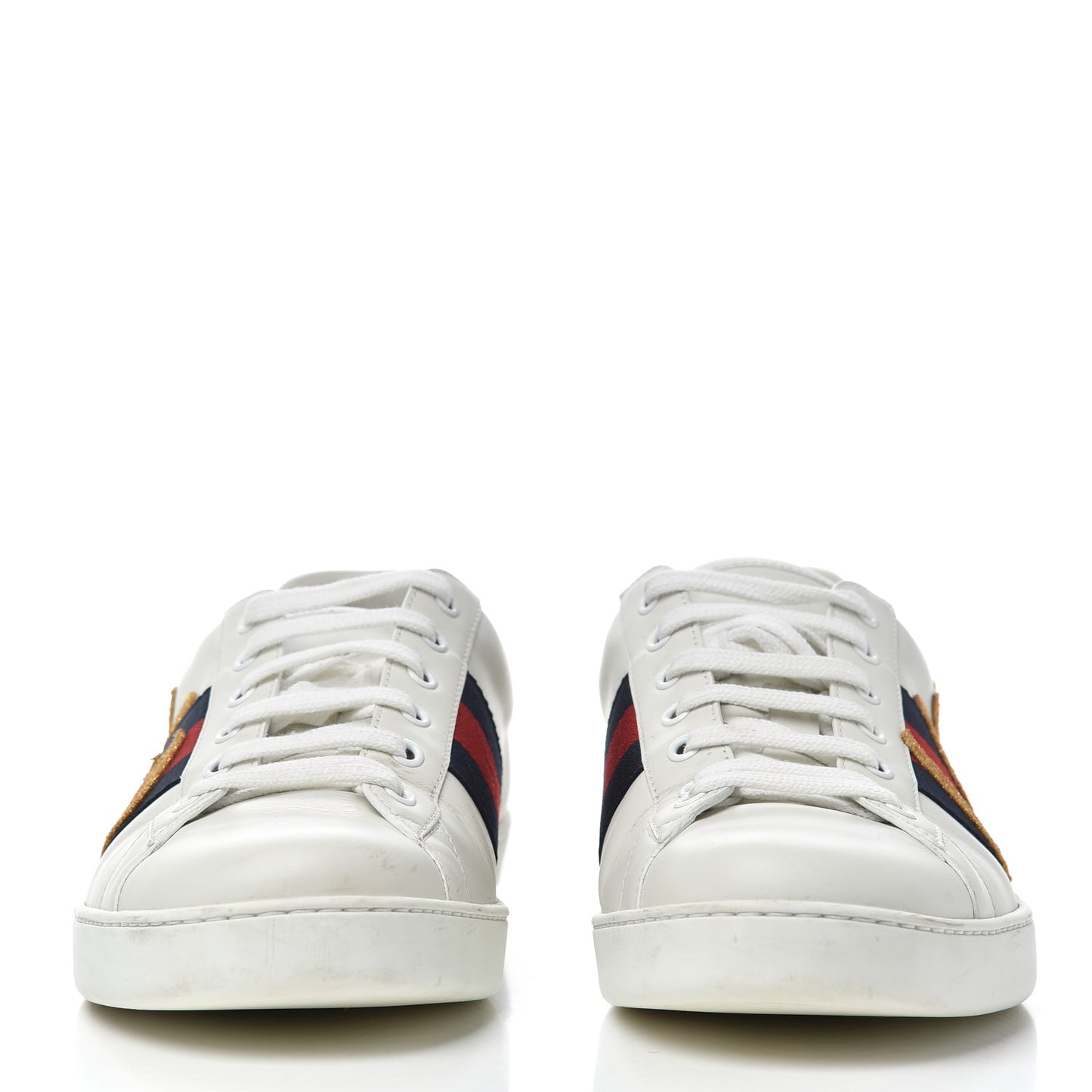 Calfskin Nappa Web LOVED Embroidered Mens Ace Sneakers 10 White Red Flame Notte