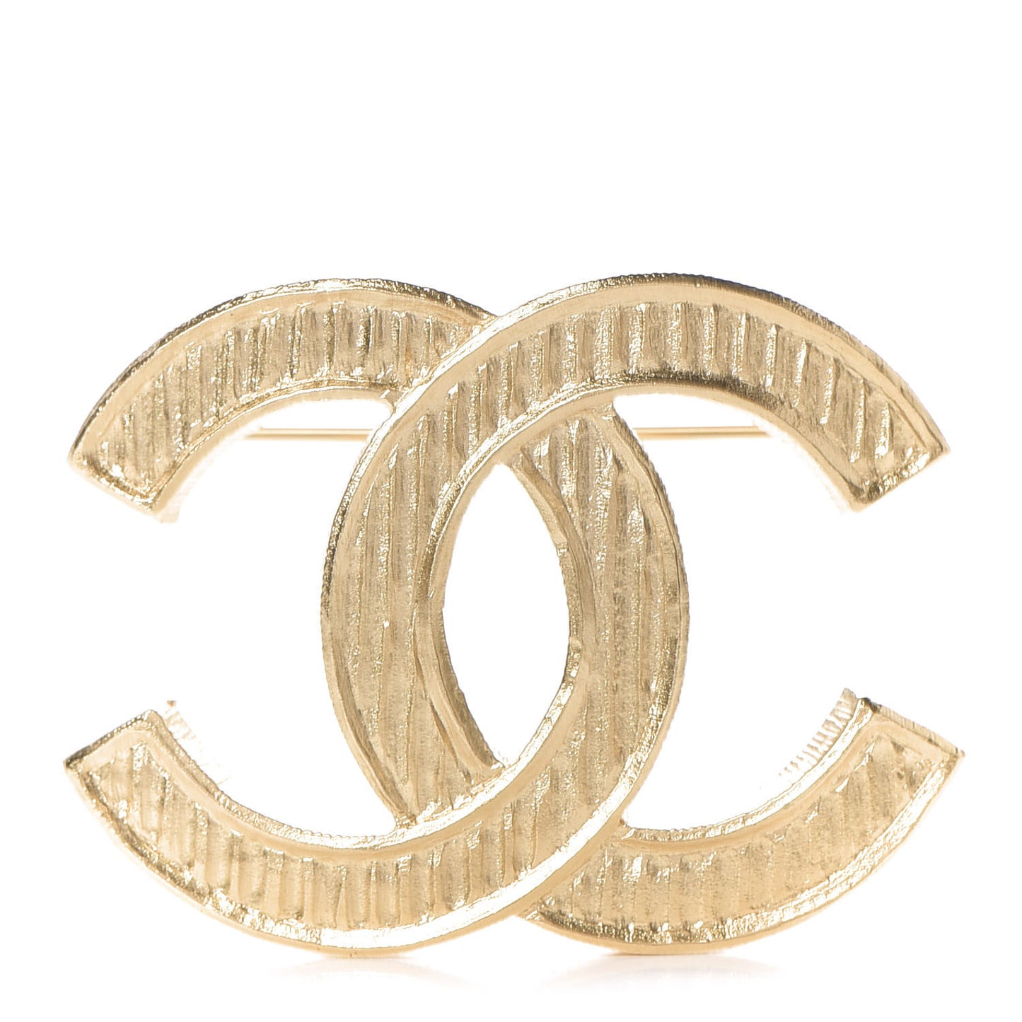 Metal Striped CC Brooch Gold