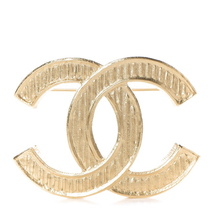 Chanel Metal Striped CC Brooch Gold 1 of 5