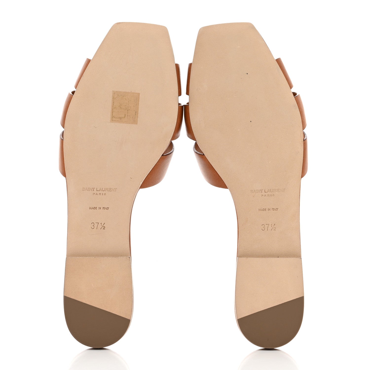 Saint Laurent Calfskin Tribute 05 Slide Sandals 37.5 Amber 5 of 9