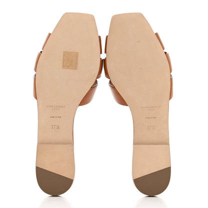 Saint Laurent Calfskin Tribute 05 Slide Sandals 37.5 Amber 5 of 9