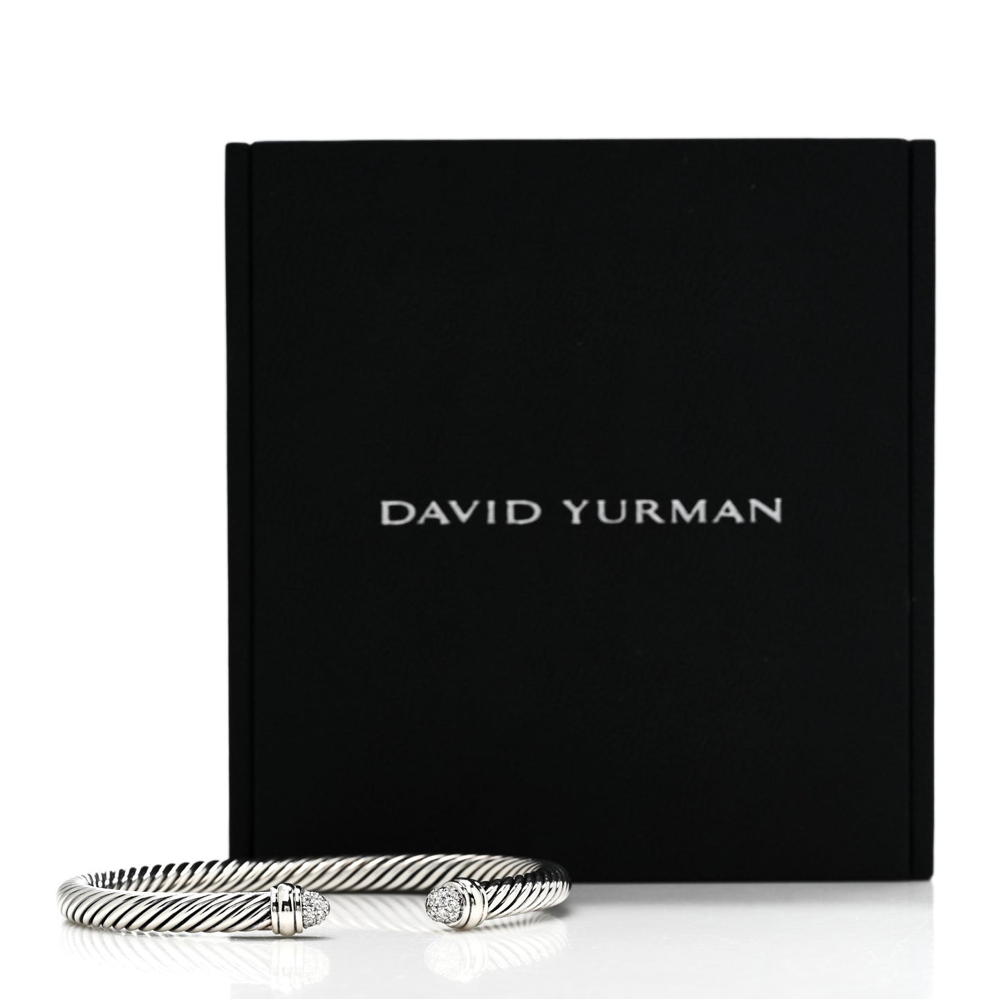 Sterling Silver Pave Diamond 5mm Cable Classics Bracelet