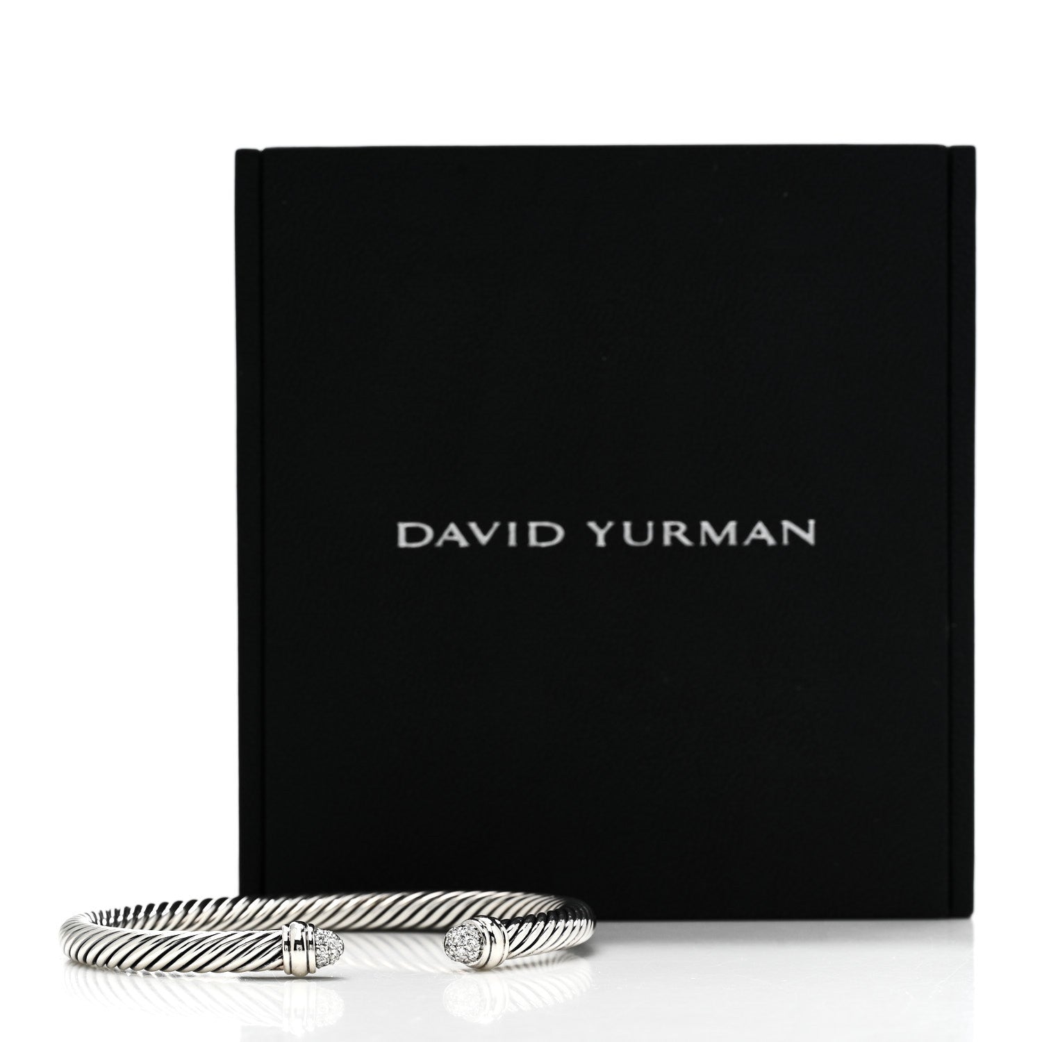 David Yurman Sterling Silver Pave Diamond 5mm Cable Classics Bracelet 5 of 5