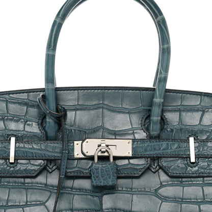 Hermes Matte Alligator Birkin 30 Bleu Tempete 6 of 13