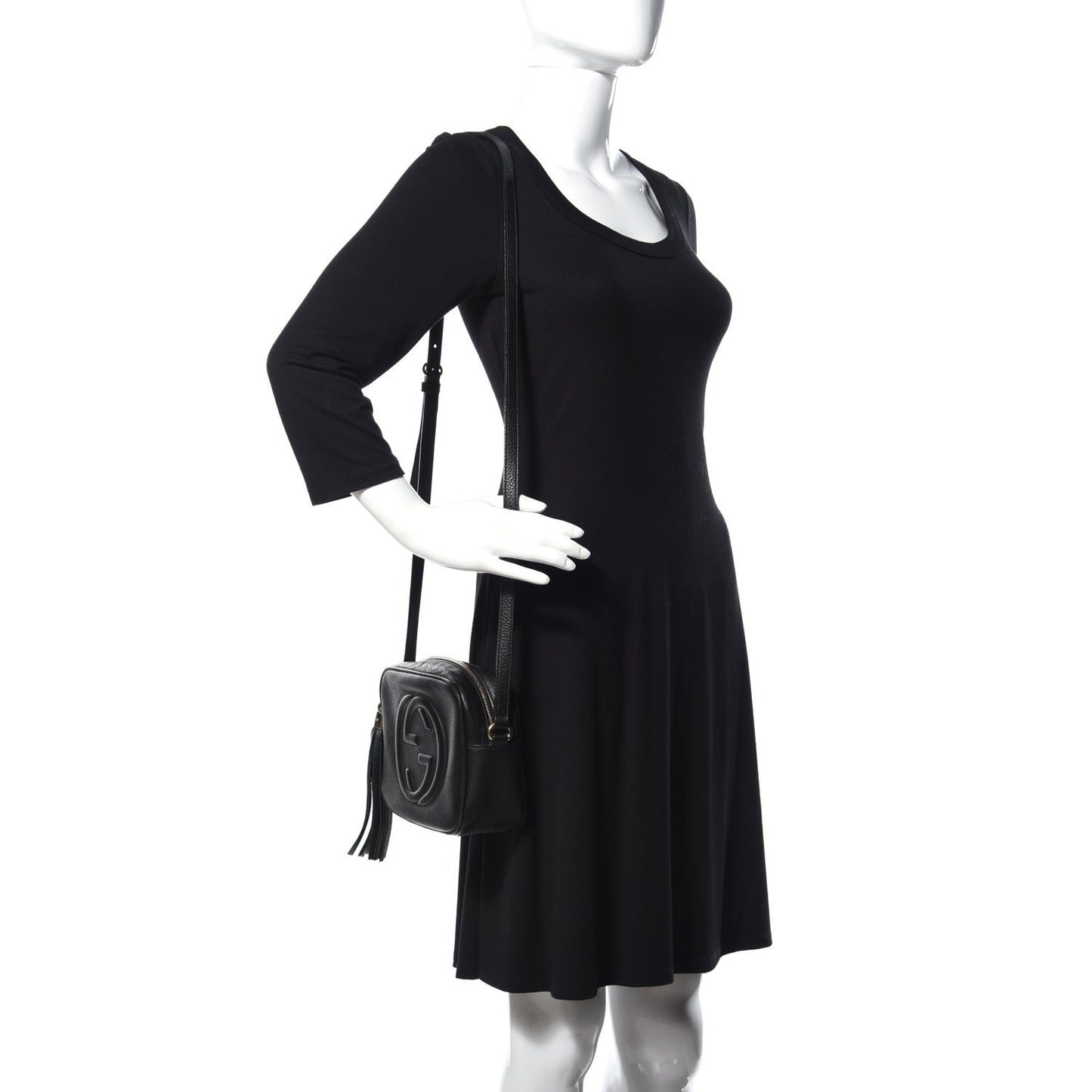 Pebbled Calfskin Small Soho Disco Bag Black