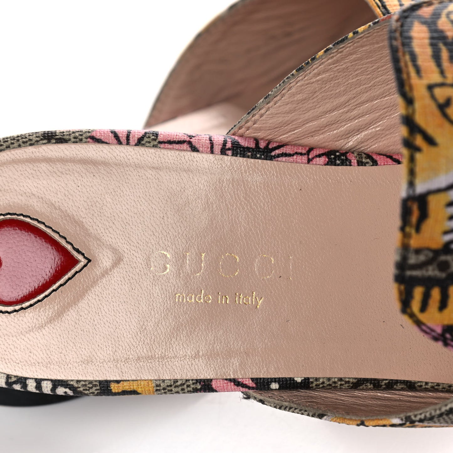 GG Supreme Monogram Bengal Womens Princetown Slippers 37 Beige Crop Pink