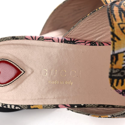 Gucci GG Supreme Monogram Bengal Womens Princetown Slippers 37 Beige Crop Pink 7 of 13