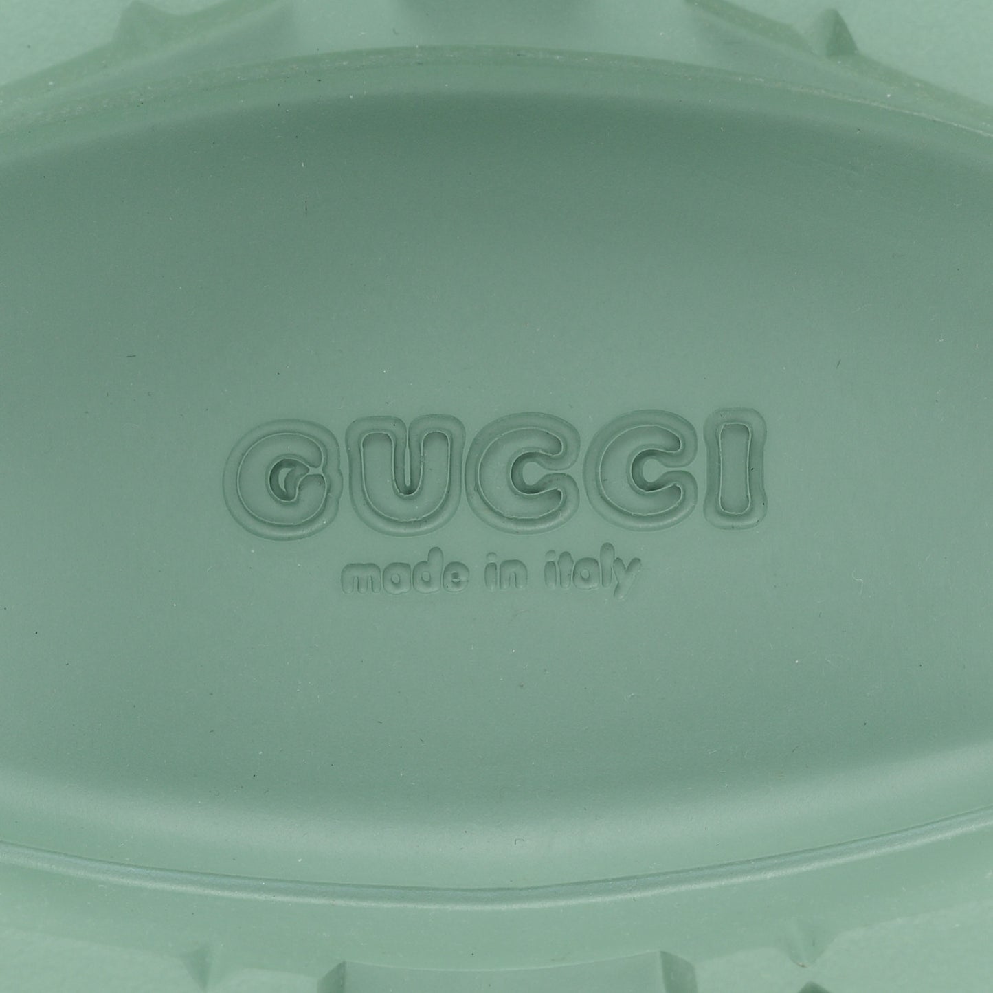 Rubber GG Monogram Perforated Elea Platform 55mm Lug Sole Sandals 39 Pacific Green