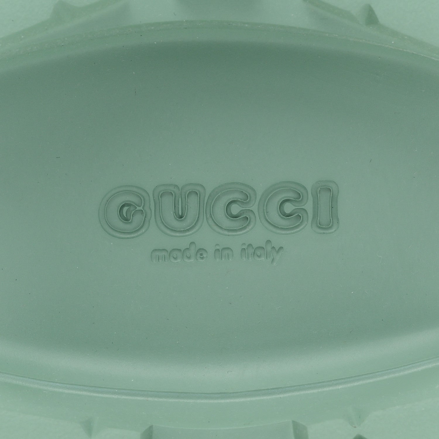 Gucci Rubber GG Monogram Perforated Elea Platform 55mm Lug Sole Sandals 39 Pacific Green 6 of 9