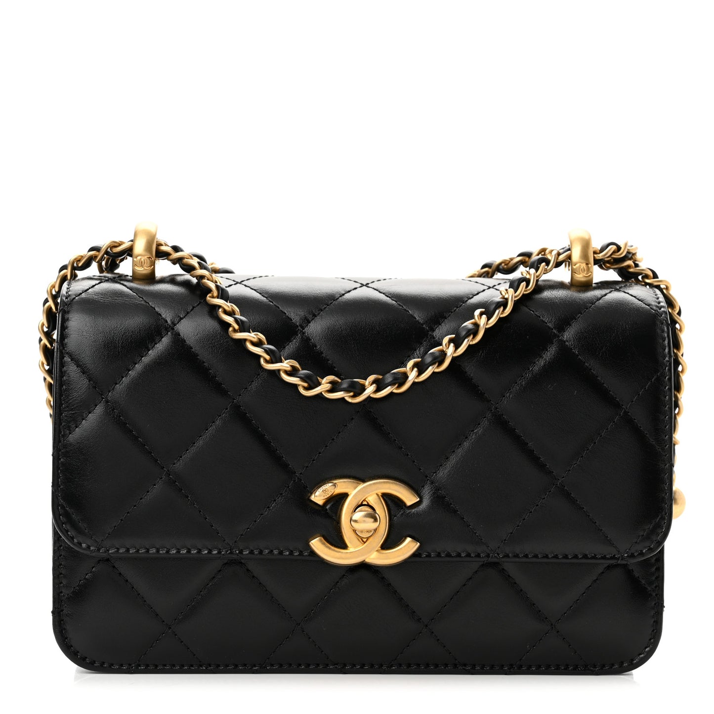 Calfskin Quilted Mini Perfect Fit Flap Black