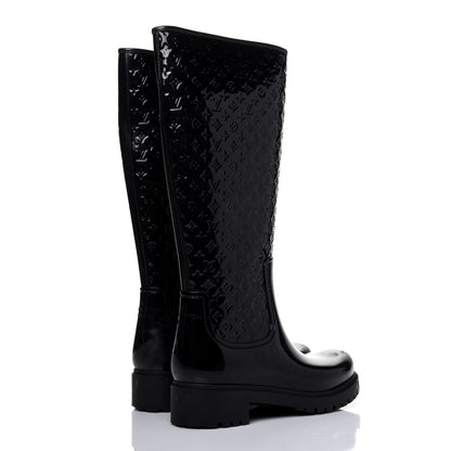 Louis Vuitton Rubber Embossed Monogram Splash Rain Boots 37 Black 4 of 12
