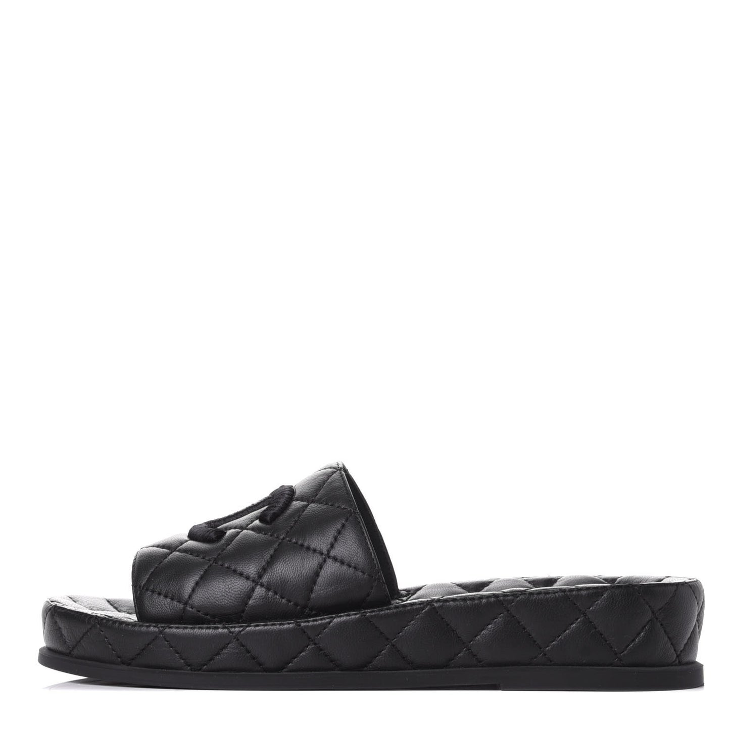Lambskin Quilted CC Mules Sandals 37 Black