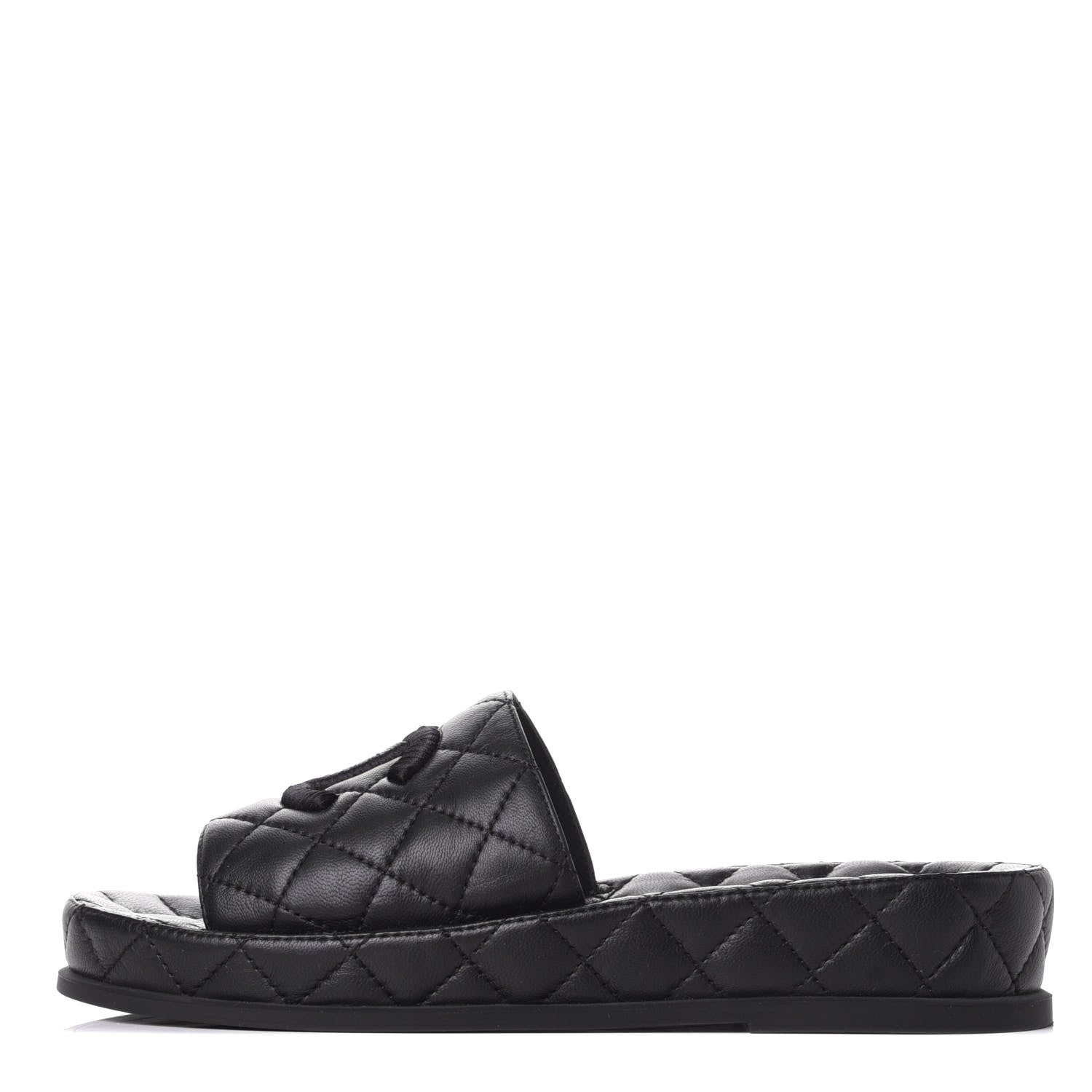 Chanel Lambskin Quilted CC Mules Sandals 37 Black 1 of 11
