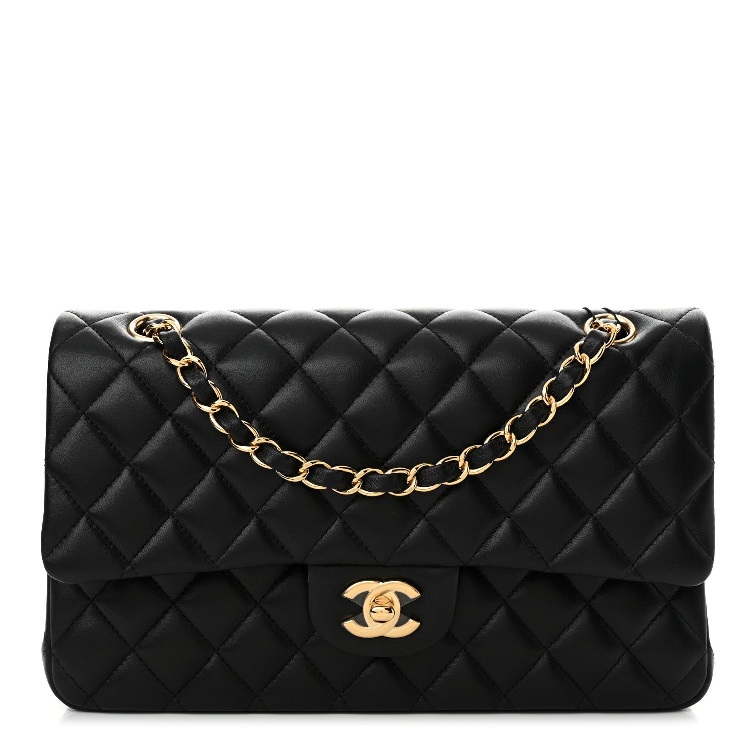 Chanel Lambskin Quilted Medium Double Flap Black 1 of 12