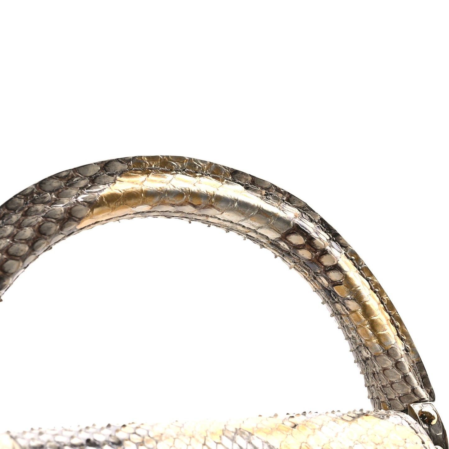 Metallic Snakeskin Capucines Mini Dore