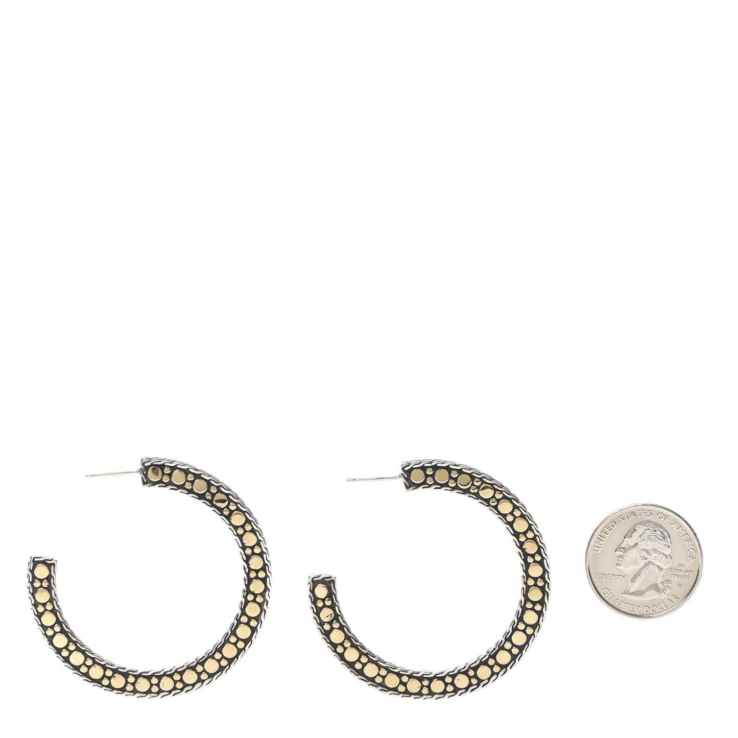 Sterling Silver 18K Yellow Gold Dots Hoop Earrings