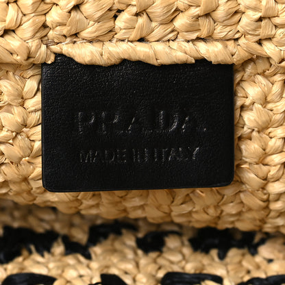 Prada Yarn Raffia Effect Crochet Embroidered Small Logo Tote Naturale 6 of 8