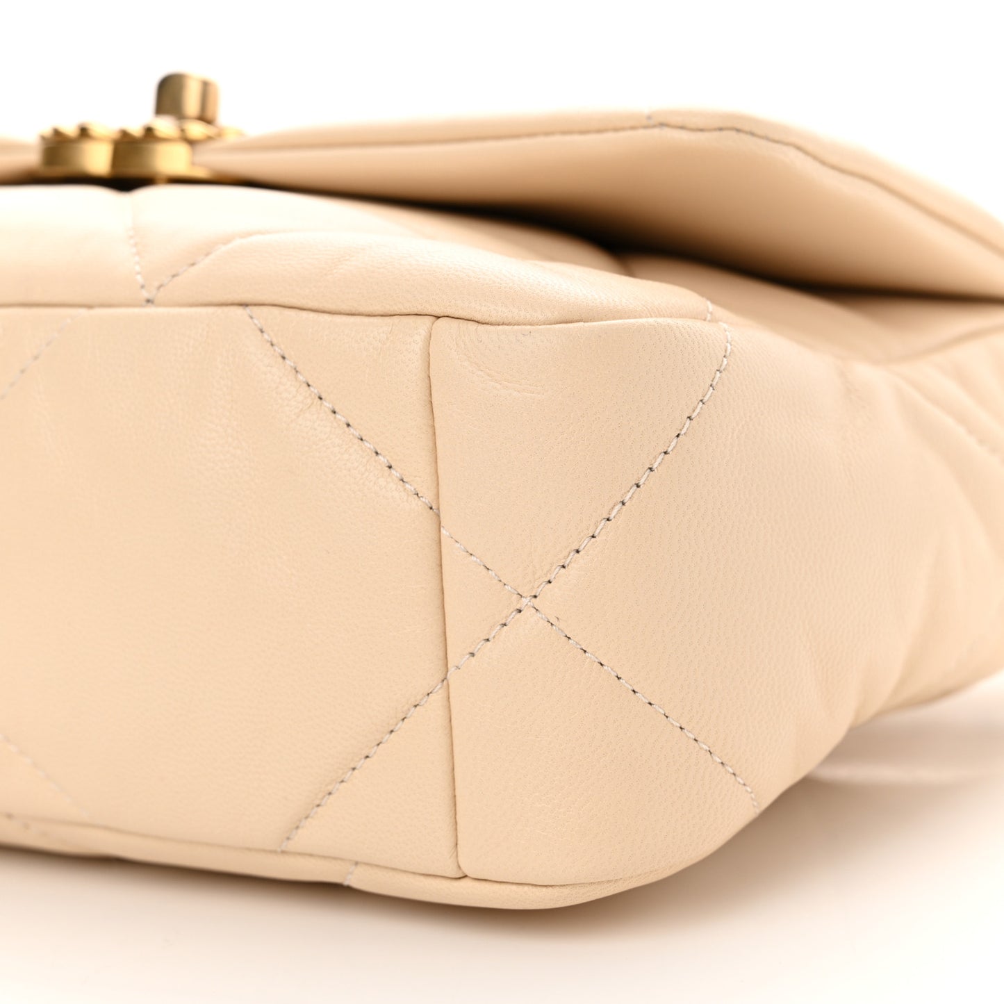 Goatskin Quilted Medium Chanel 19 Flap Beige