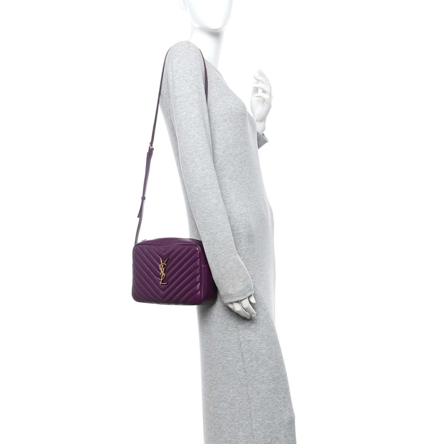 Saint Laurent Calfskin Matelasse Monogram Lou Camera Bag Purple 2 of 10