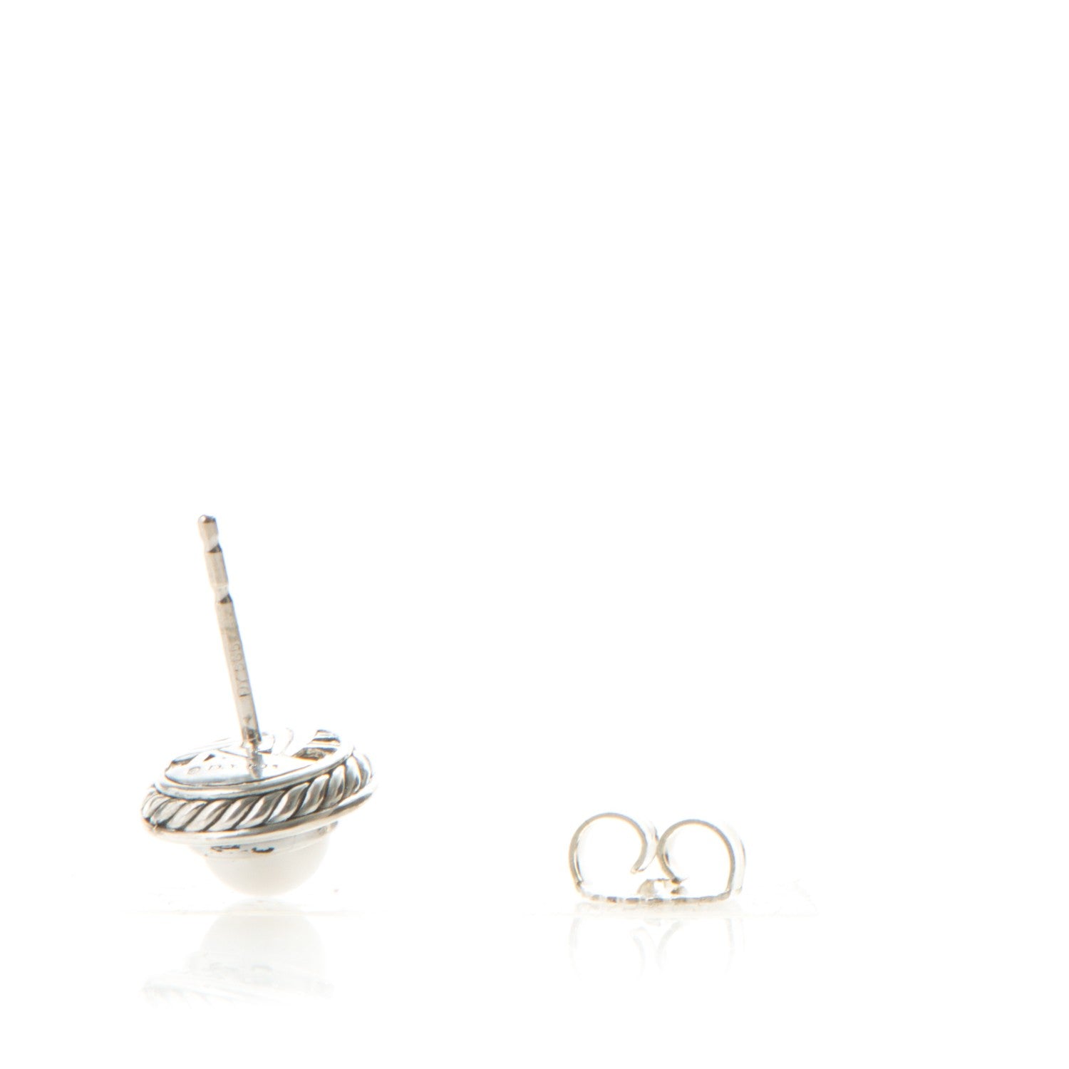 David Yurman Sterling Silver Diamond Pearl 6mm Petite Cerise Earrings 3 of 5
