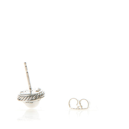 David Yurman Sterling Silver Diamond Pearl 6mm Petite Cerise Earrings 3 of 5