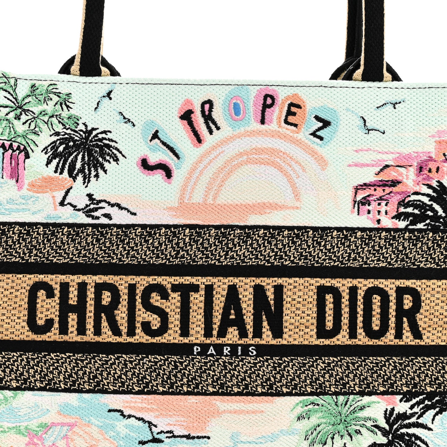 Christian Dior Canvas Embroidered Souvenir Saint Tropez Medium