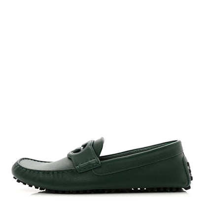 Gucci Soft Clove Calfskin Monochrome Mens Interlocking G Driver Loafers 9.5 Vintage Green 1 of 9
