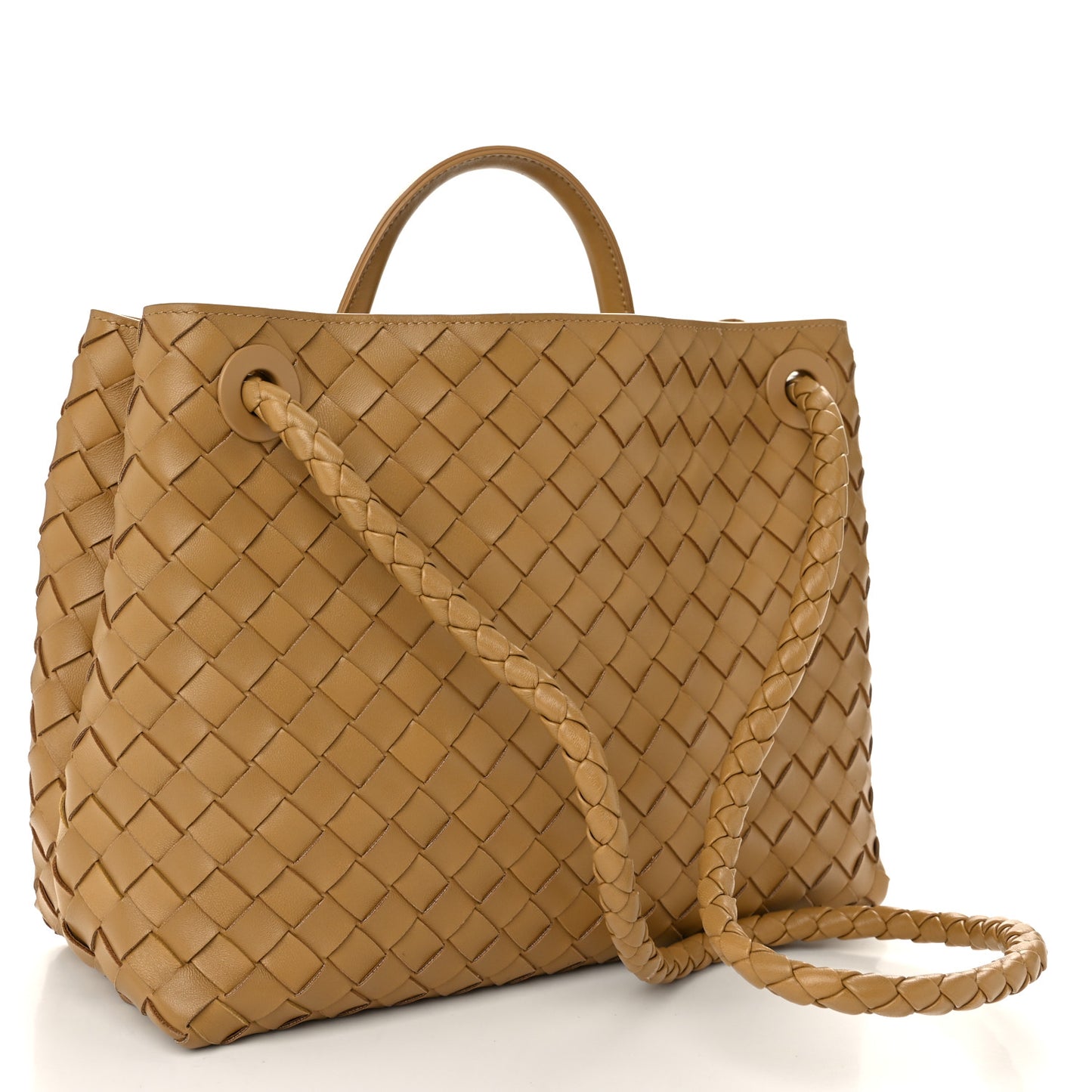 Nappa Intrecciato Medium Andiamo Shoulder Bag Dark Praline