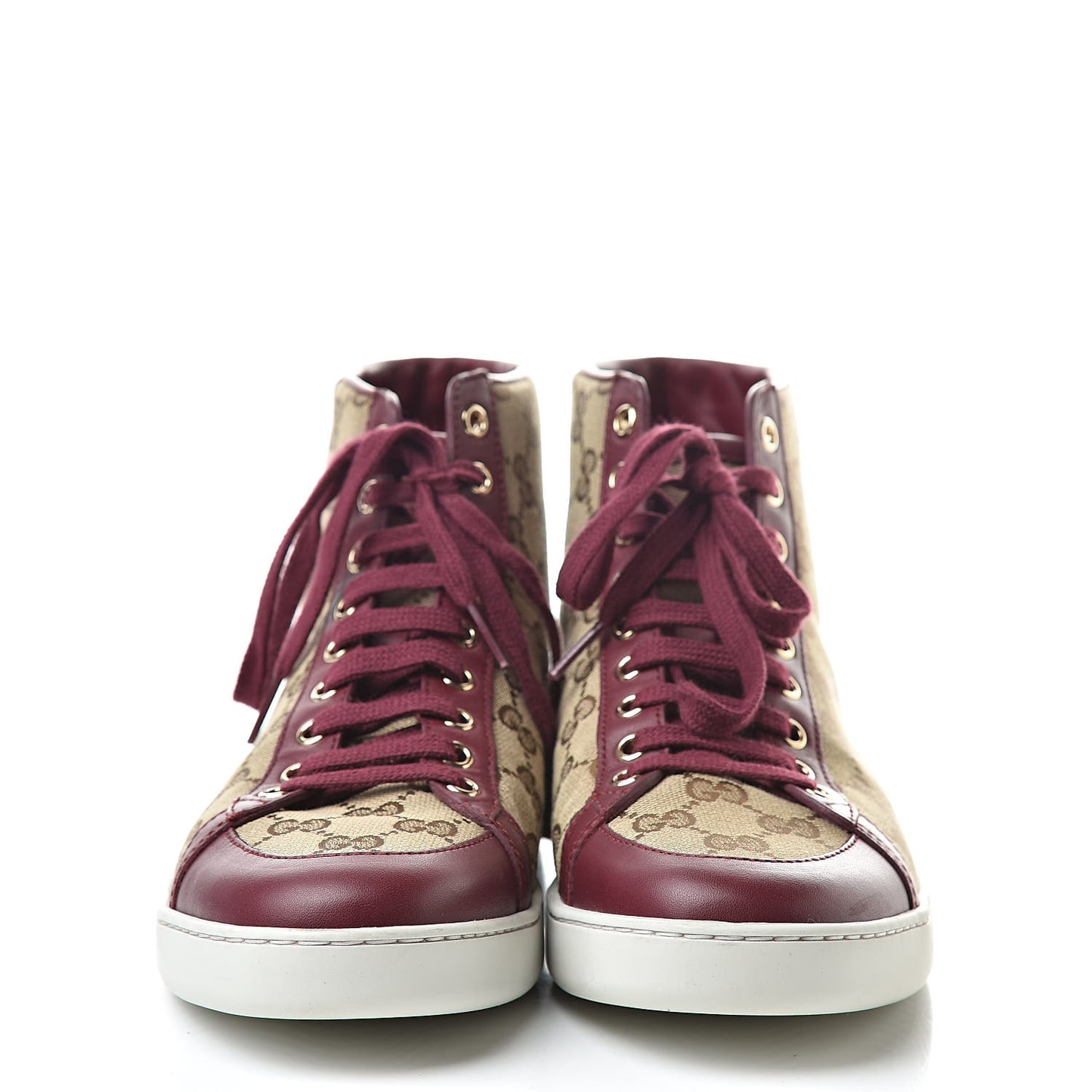 Monogram Miro Soft Calfskin Womens High Top Sneakers 39.5 Beige Ruby